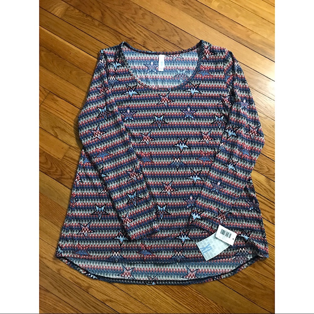 NWT LuLaRoe Red/White/Blue Lynnae Top, size XL